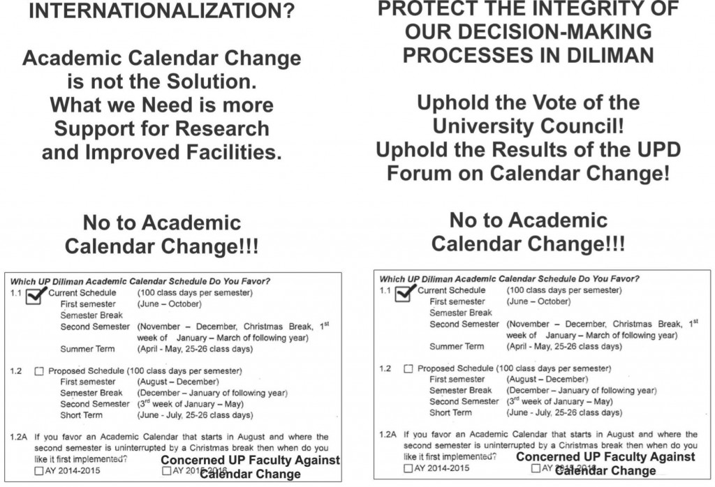 Concerned UP Faculty flyer on Calendar Change